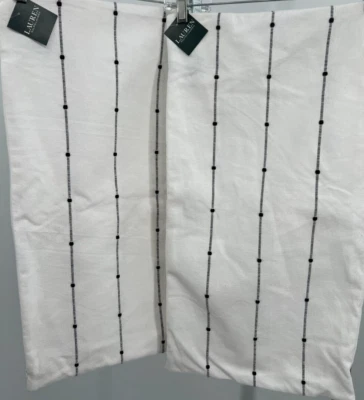 NEW Set of 2 Ralph Lauren White With Black Stitching Lumbar Pillow Covers - Image 1 of 4