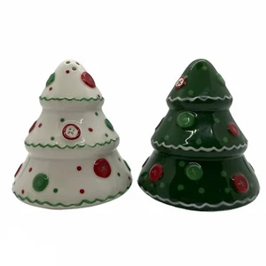 Country Living Keramik Weihnachtsbaum Salz & Pfefferstreuer grün weiß rot - Bild 1 von 6