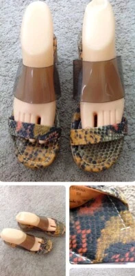 Donald Pliner Sabrina Anilhas Plataforma de Cortiça Couro Tangerina 8,5 M NOVO OP $198 - Imagem 1 de 3