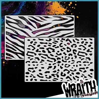 Zebra Leopard Pattern Set - Reusable Airbrush Stencil Template - Image 1 of 4