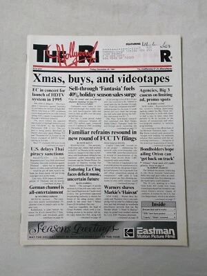 The Hollywood Reporter Newspaper Magazine Weekly Xmas December 20 1991 Vintage - Image 1 of 4