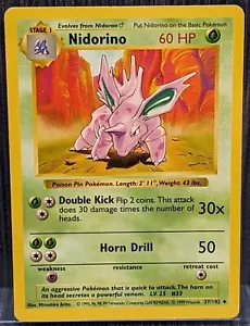 1st Gen Pokemon - Nidorino! Base Set (Shadowless) (BSS) 37/102 - Picture 1 of 2