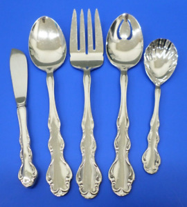 5 Reed & Barton REGENCY Glossy Scrolls Stainless Flatware HOSTESS SERVING PIECES