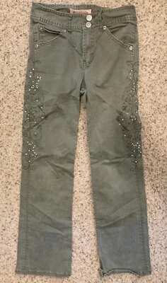 Canyon River Blues Girls Size 10 Olive Green Pants Embellished Rhinestones - Image 1 of 4