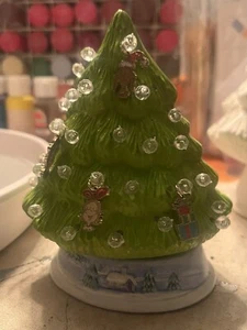 Small Ceramic Hand Made Grinch Tree , 5 In LED battery light - Picture 1 of 2