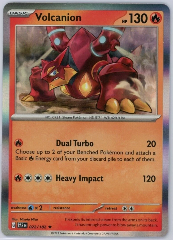 Pokemon TCG Volcanion 022/182 Sv04: Paradox Rift Holo Rare - Image 1 of 1