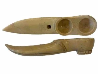 ANTIGUO ANTIGUO RARO PRIMITIVO TALLADO A MANO PIEDRA ÚNICA FORMA DE ZAPATO QUEMADORES DE INCIENSO Foto 1 de 4