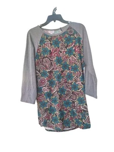 Lularoe 2X Paisley Floral Raglan Shirt Langarm Freizeit - Bild 1 von 4