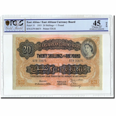 [#212728] Banknote, EAST AFRICA, 20 Shillings = 1 Pound, 1955, 1955-01-01, KM:35 Cover