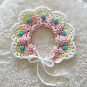 Pet Cat Dog Collar Cute Crochet Decorative Knit Bandana fits 7-to-11-inch neck - Picture 1 of 2