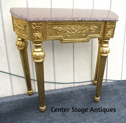 63445 Gold Decorator Marble Top Console Table Hall Stand Cover