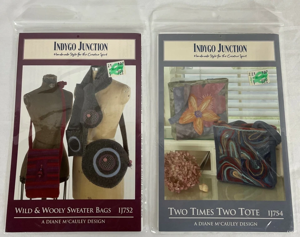 2 Indygo Junction Diane McCauley Patterns Bags, Scarf, Totes IJ754 + IJ752 UC FF - Image 1 of 4