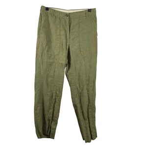 J. Crew Womens 100% Linen Trouser Pants sz 8P Green Academia Quiet Luxury Forest - Picture 1 of 11