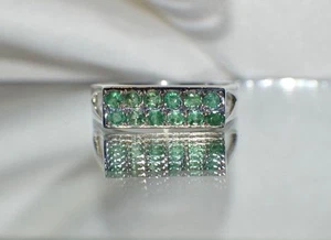 1.07 ct. GENUINE KAGEM ZAMBIAN EMERALD UNISEX GYPSY GEMSTONES DINNER RING - Picture 1 of 12