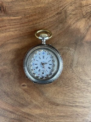 Damen Taschenuhr Cylindre 10 Rubis, 800er Silber - Bild 1 von 4