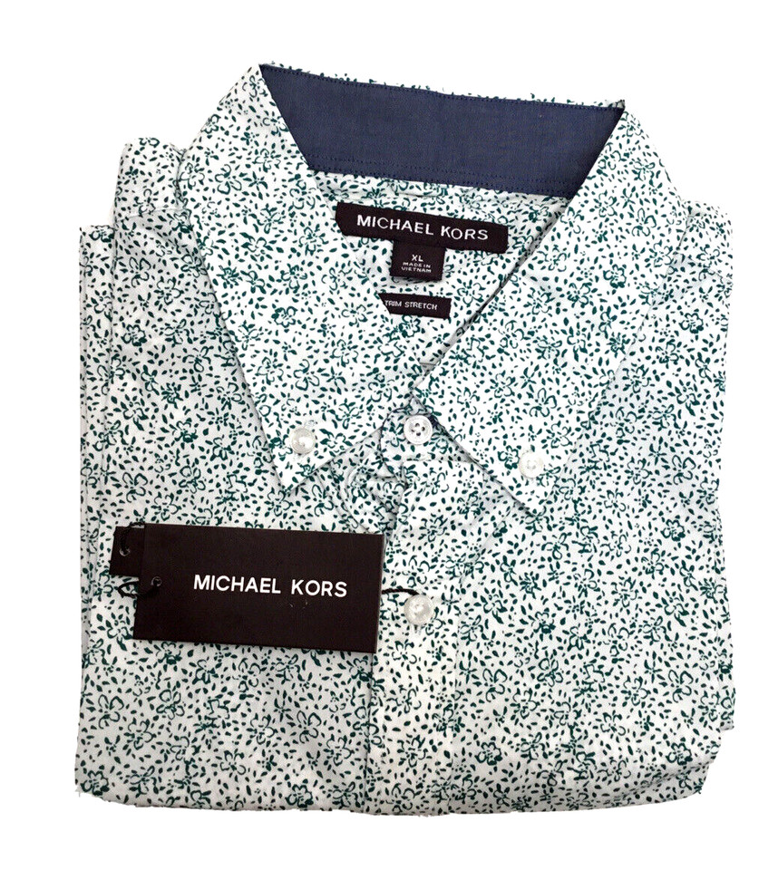 Michael Kors Trim Stretch Green Floral Print Men 