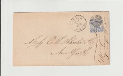 United States US SC #114 NOV 1869 Cover 3 cent Train Hand stamped Fancy Cancel - Image 1 of 3