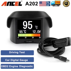 ANCEL A202 OBD2 Computer Display Speed Fuel Consumption Temperature Gauge US - Picture 1 of 14