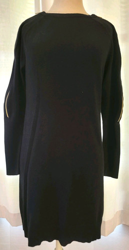 Abito maglione nero Michael Kors taglia S manica lunga con cerniere oro sulle maniche