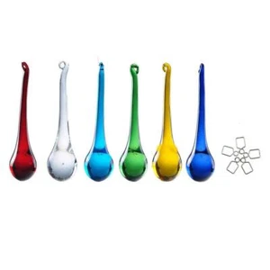 H&d 6pcs 5.9inch Mix Color Large Crystal Raindrop Chandelier Prisms Hanging Drop - Picture 1 of 9
