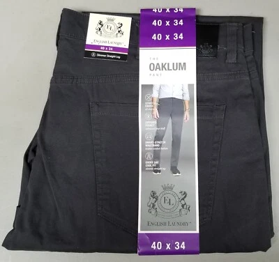 English Laundry Mens 40x34  Stretch Straight Grey 5 Pocket Slimmer Oaklum Pants - Image 1 of 4