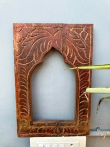 Ancient Old Wooden Hand Crafted Floral Arch Frame Wall Hanging Frame 1800's - Picture 1 of 12