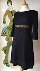 Vintage Late 1960S Daisy Lace Black Mini Dress Fluted Sleeves Twiggy Era Size 10
