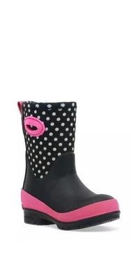 Western Chief Niños Neopreno Goma Botas Chloe Negro Punto Rosa Talla 1 Niño Pequeño Foto 1 de 4