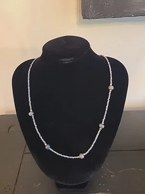 全新 极佳 14K 蓝宝石串珠项链 17.5 英寸 — 第 1/3 张图片