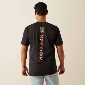 Ariat Men's Freedom Stripe Graphic Black Short Sleeve T-Shirt 58891 - Picture 1 of 4