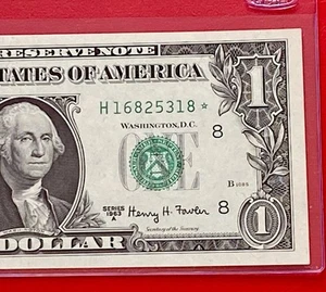 1963A STAR NOTE $1 DOLLAR BILL ( ST LOUIS H ) UNCIRCULATED - Picture 1 of 3
