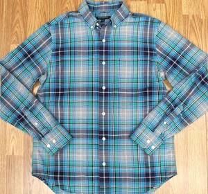 BANANA REPUBLIC REGULAR FIT 100% COTTON SHIRT GREEN PLAID MEDIUM, M - Picture 1 of 3