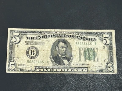 1928 B $5 Federal Reserve Note US Bill LOW Shipping!!! - Image 1 of 2