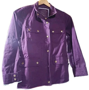 J Crew Viola Giacca Donna Fidanzato Viola Bottoni Cerniera Taglia Media  - Foto 1 di 5