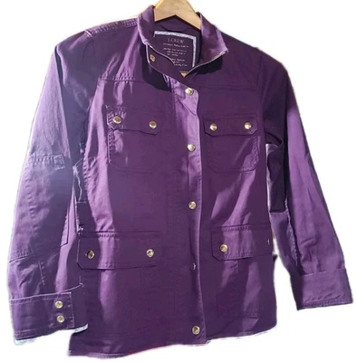 J Crew 紫色女式男友紫色夹克拉链纽扣 M 码  — 第 1/4 张图片
