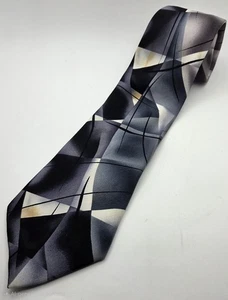 J Garcia Collection 59 "Lady with Argyle Socks" schwarze geometrische Krawatte 100 % Seide - Bild 1 von 2