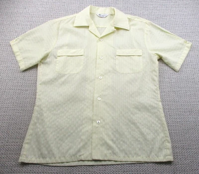 Vintage 60s 70s Joel California Mens Shirt Medium Disco Yellow Pockets - Image 1 of 4