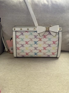 Pochette a tracolla Juicy Couture bianca multi per le ragazze colorata fiocco carino - Foto 1 di 13