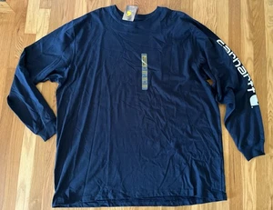 Carhartt Original Fit Graphic Logo Long Sleeve T-Shirt Navy Blue Size 3XL New - Picture 1 of 9