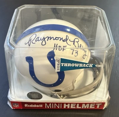 Raymond Berry Signed Mini Helmet w/COA  - Inscribed "HOF 73" (Baltimore Colts) - Image 1 of 2