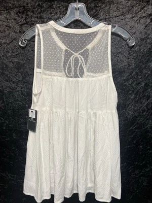 Volcano Women’s See Y’ Around Sleeveless Top S Petite 10 White Tie Neck NWT! - Image 1 of 4