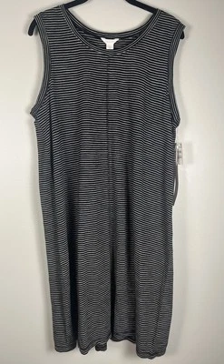 Caslon Dress Women Black White Aubrey Stripe Casual Size Large NWT Made in India - image 1 of 4