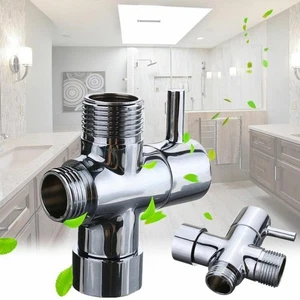 3-Wege Messing Umsteller 7/8" T-Adapter mit Ventil WC Bidet Brause Duschkopf - Bild 1 von 7