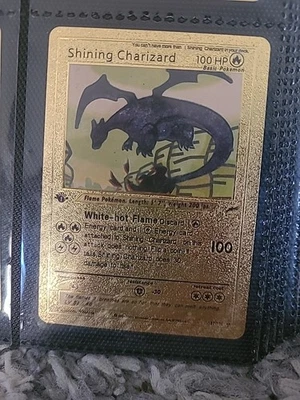 Shining Charizard 107/105 Gold Card Pokemon Card 1st Edition Neo Destiny TCG VGC - Image 1 of 3