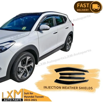 Protectores contra la intemperie de inyección con moldura cromada para Hyundai Tucson 2015-2021 Foto 1 de 4