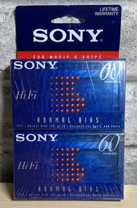 Sony 2-Pack Hi Fi 60 Type I Blank Audio Cassette Tapes C-60HFB NEW - Picture 1 of 2