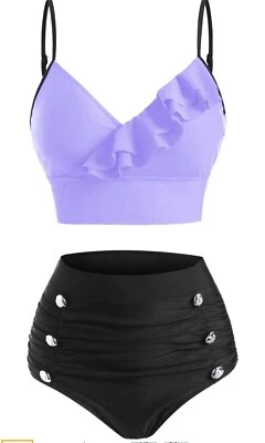 Conjuntos de biquíni feminino DRESSFO cintura alta duas peças acolchoado retrô barriga vintage... - Imagem 1 de 4