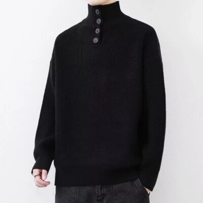 Men's Winter Turtleneck Sweater Jumper Casual Warm Thick Knit Pullover Sweater - Image 1 of 4