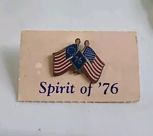 NEW Vintage Spirit of 76 Bicentennial Double Flag Lapel/Hat Pin USA 1976 - Picture 1 of 3
