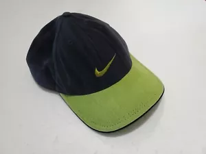 Vintage Nike Strapback Hat Cap Adult 100% Cotton Black Green Made In USA 90s - Picture 1 of 14